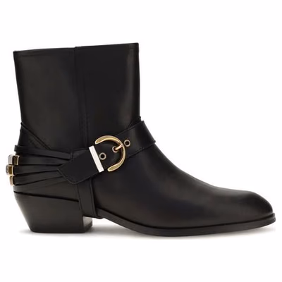 Black Calf Leather Bos Taurus Ankle Boots