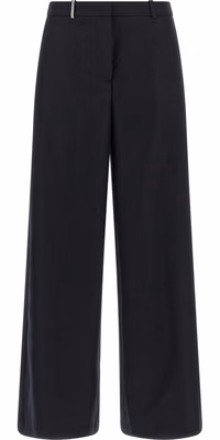 Blue Virgin Wool Casual Pants