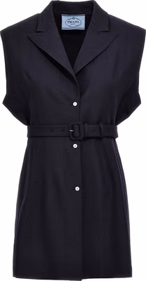 Blue Virgin Wool Sleeveless Jacket