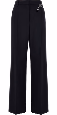 Blue Wool Casual Pants