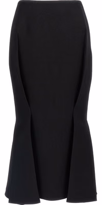 Black Virgin Wool Midi Skirt