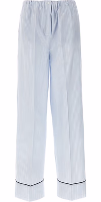 Blue Cotton Casual Pants