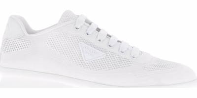 White Polyester Athletic Sneakers