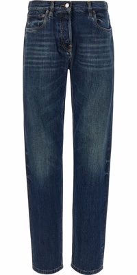 Blue Cotton Straight-Leg Jeans