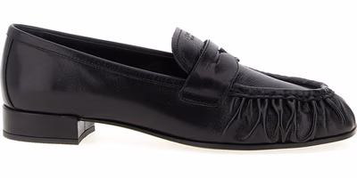 Black Buffalo Leather Slip-On Loafers