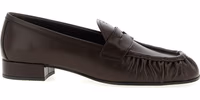 Brown Buffalo Leather Slip-On Loafers 1
