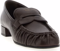 Brown Buffalo Leather Slip-On Loafers 2