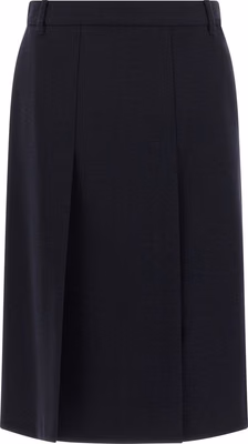 Blue Virgin Wool Midi Skirt