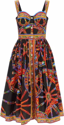 Multicolor Cotton Midi Dress