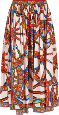 Multicolor Cotton Midi Skirt