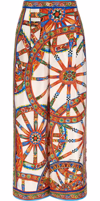 Multicolor Silk Casual Pants