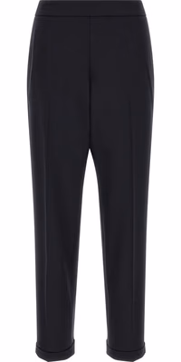 Black Polyester Cropped Pants