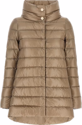 Beige Polyamide Full-Length Jacket