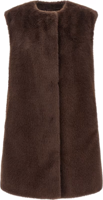 Brown Polyester Sleeveless Jacket