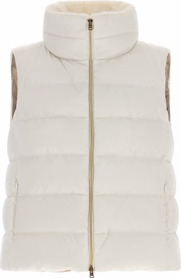 White Polyester Sleeveless Jacket