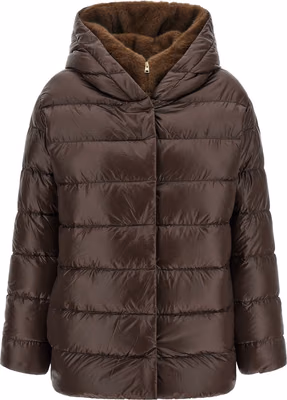 Brown Polyamide Full-Length Jacket
