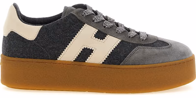 Gray Wool Platform Sneakers