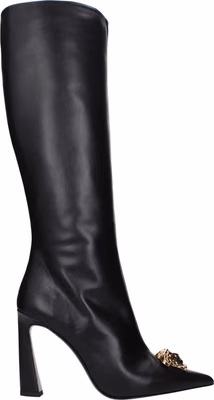 Black Leather High Heel Boots