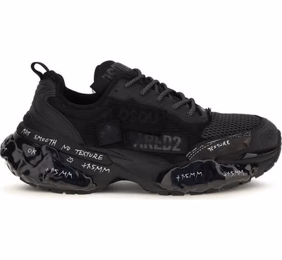 Black Polyester Athletic Sneakers