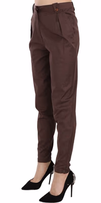 Brown High Waist Tapered Formal Trousers Pants