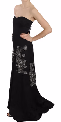 Black Sequined Flare Ball Gown Dress