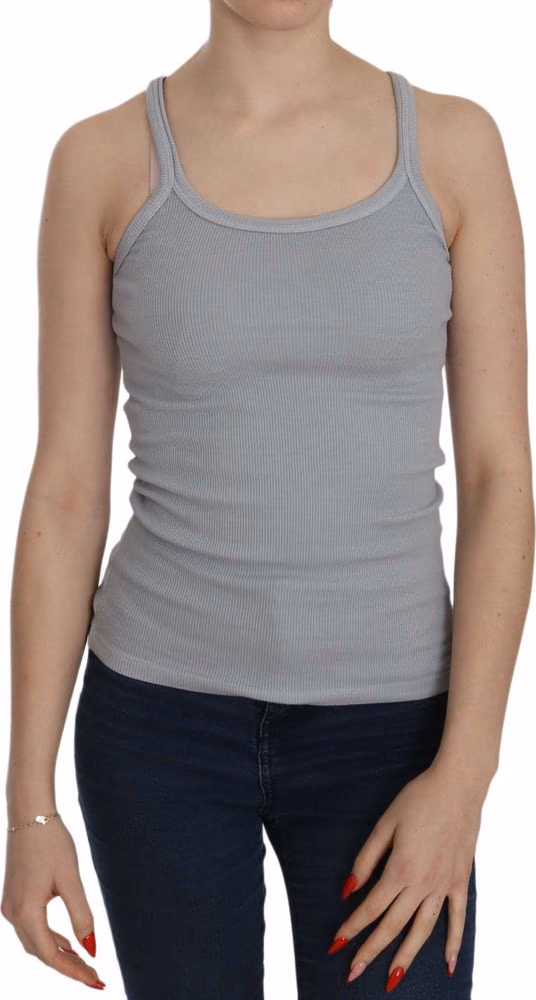PINK MEMORIES Light Grey Sleeveless Spaghetti Strap Blouse