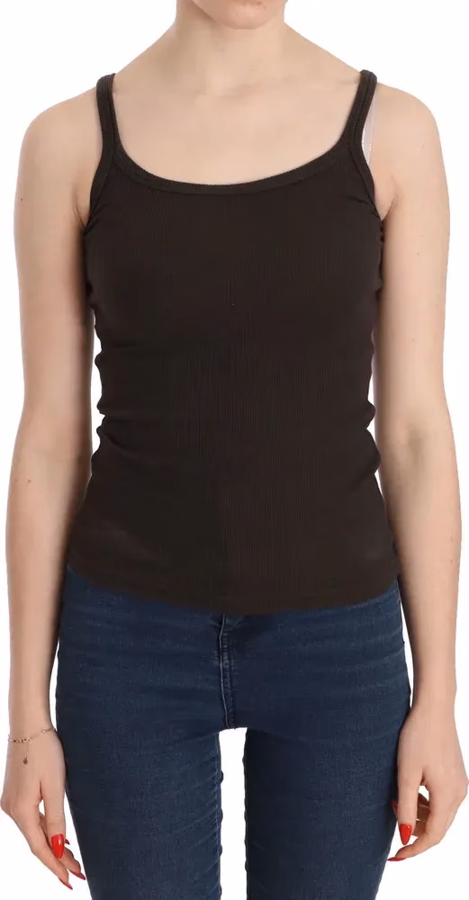 PINK MEMORIES Dark Brown Sleeveless Spaghetti Strap Blouse