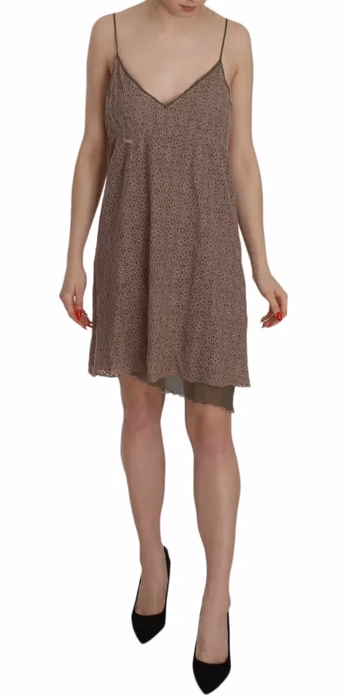 PINK MEMORIES Cotton Green Spaghetti Strap A-line Mini Dress