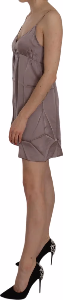 PINK MEMORIES Purple Spaghetti A-line Mini Silk Dress