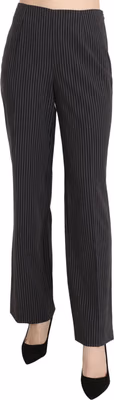 Black Striped Cotton Sretch Dress Trousers Pants