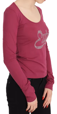 Pink Exte Crystal Embellished Long Sleeve Top