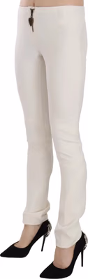 White Mid Waist Skinny Dress Trousers Pants