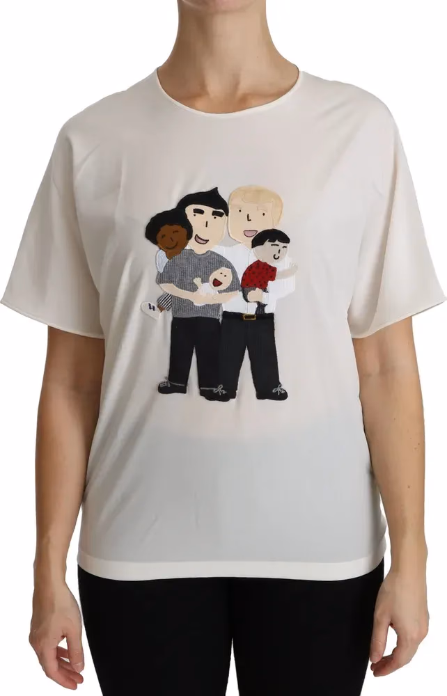 Dolce & Gabbana White #dgfamily Patch Short Sleeve Blouse Top