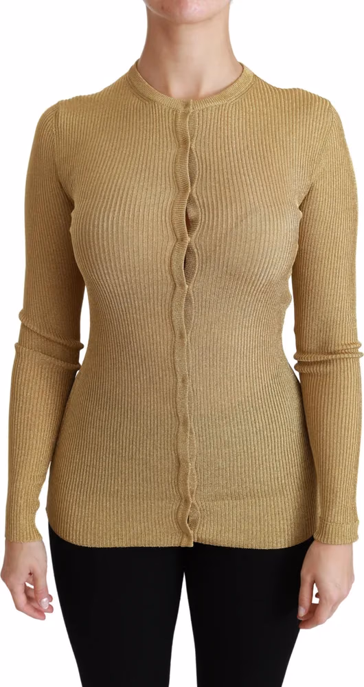 Dolce & Gabbana Gold Long Sleeve Cardigan Viscose Sweater