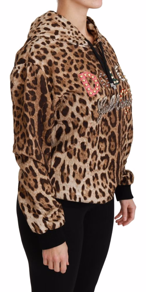 Dolce & Gabbana Brown Hooded Studded Ayers Leopard Sweater