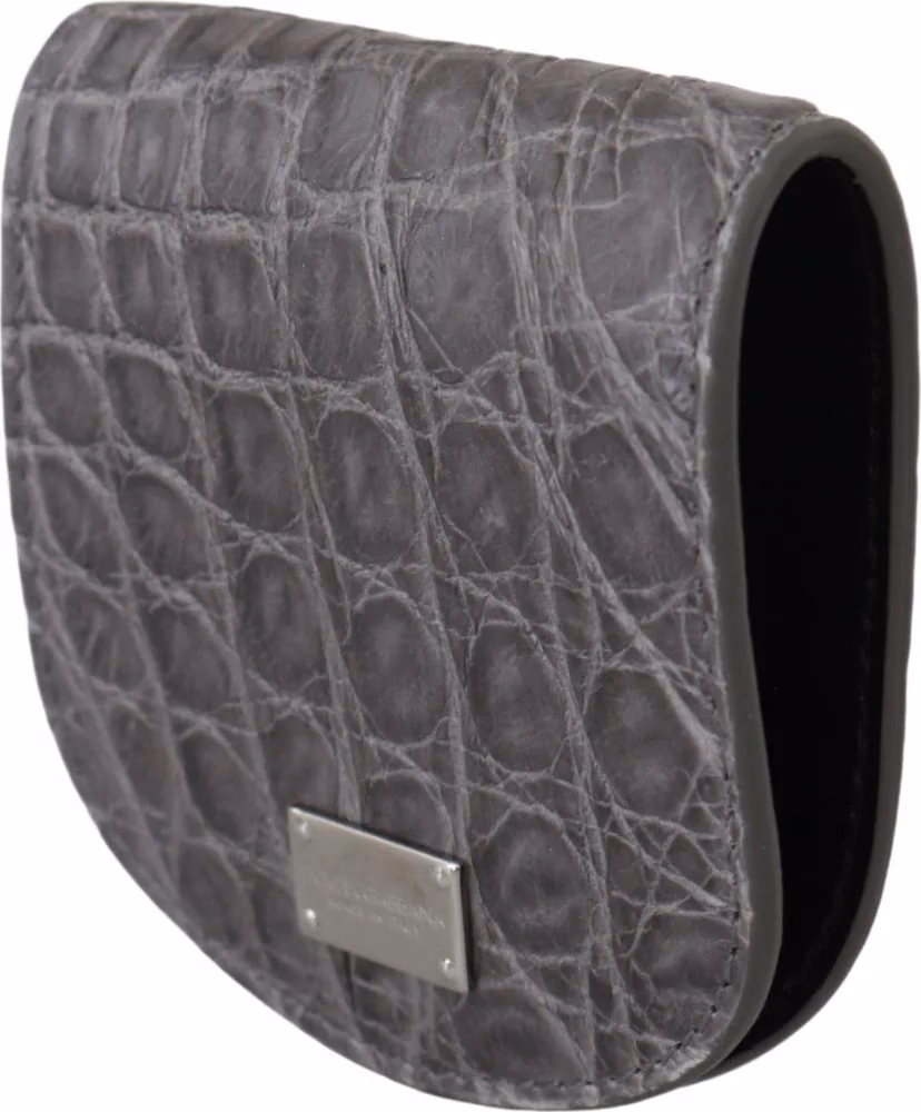 Dolce & Gabbana Gray Exotic Skin Condom Case Holder Pocket Wallet