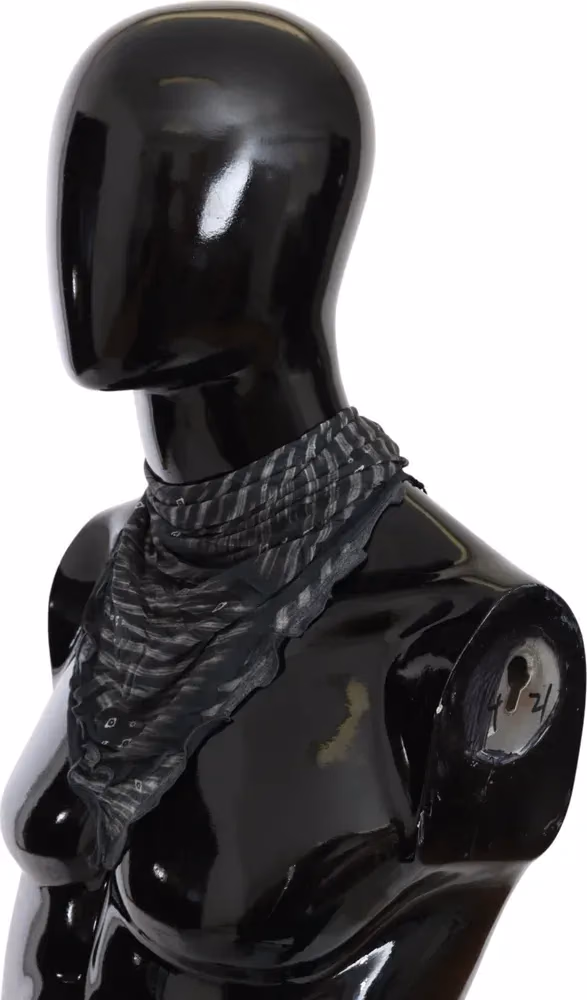 Costume National Black Gray Viscose Foulard Branded Scarf
