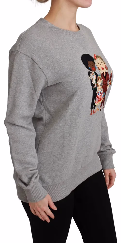 Dolce & Gabbana Gray #dgfamily Cotton Pullover Sweater