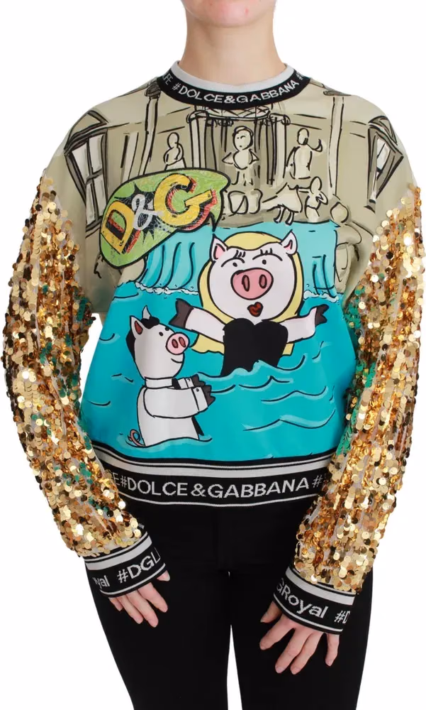 Dolce & Gabbana Year of the Pig Sequined Top  Sweater