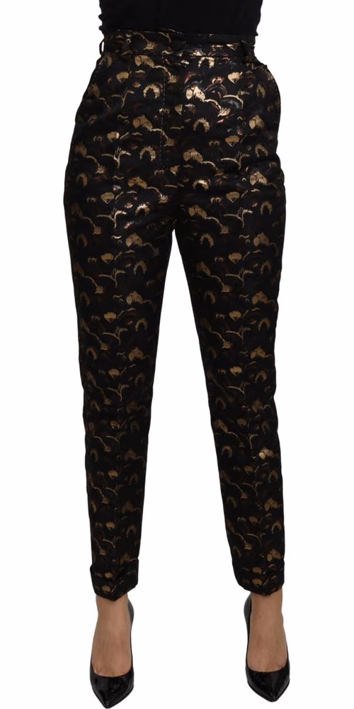 Dolce & Gabbana Black Gold Brocade High Waist Pants