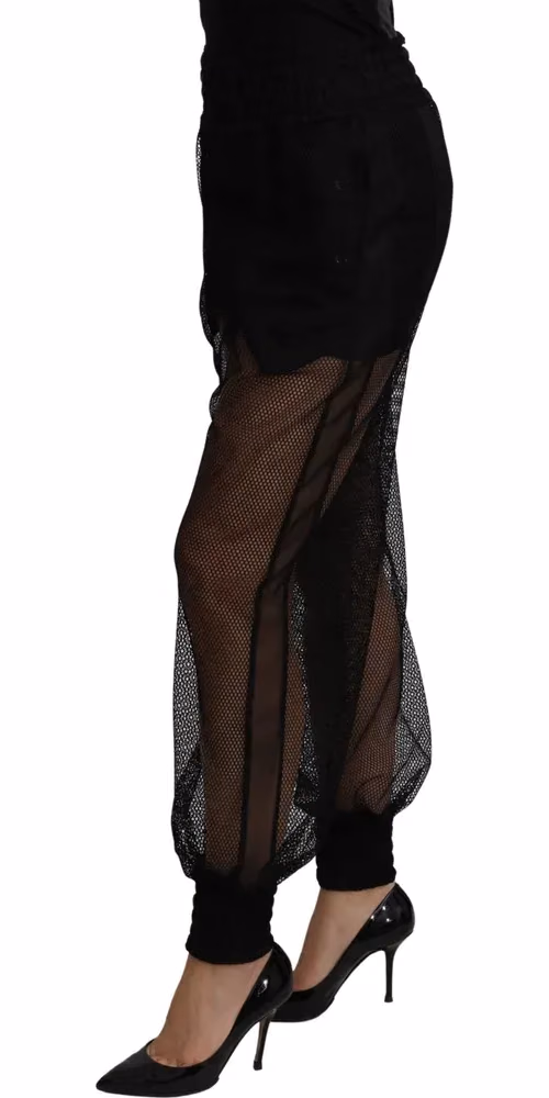 Dolce & Gabbana Black See Through Jogger Polyester Pants