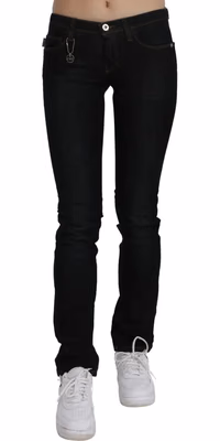 Black Mid Waist Skinny Denim Cotton Jeans