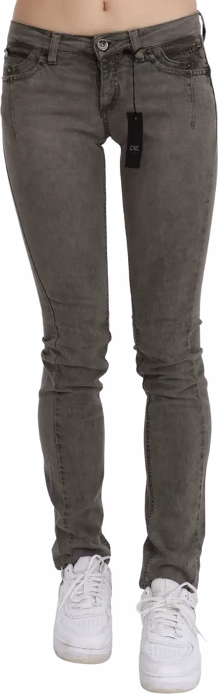 Costume National Gray Low Waist Skinny Denim Cotton Jeans