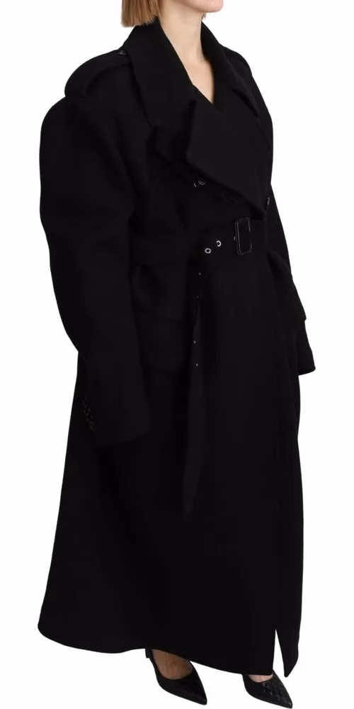 Dolce & Gabbana Virgin Wool Black Blazer Trenchcoat Jacket