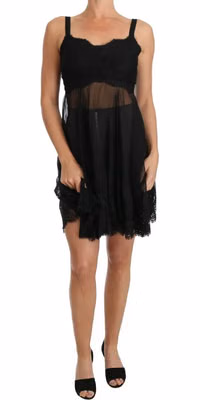 Black Silk Lace Dress Chemise Lingerie