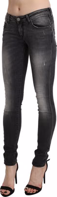 Black Gray Washed Skinny Trouser Cotton Jeans