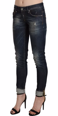 Blue Washed Low Waist Skinny Cropped Denim Pant