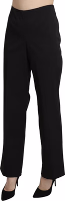 Black High Waist Straight Dress Trouser Pants