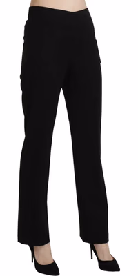 Black High Waist Straight Formal Dress Trouser
