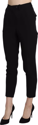 Black High Waist Skinny Cropped Dress Trouser Pant